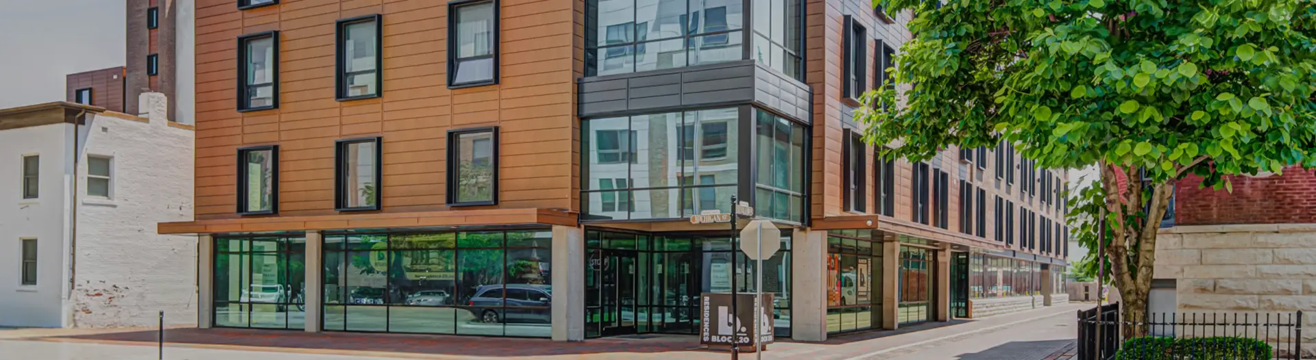 Exterior of Block 20 Apartments' entrance